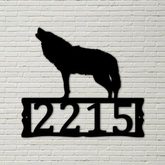 Wolf Metal Address Plaque for House, Address Number, Metal Address Sign, House Numbers, Front Porch Address - Thegiftio UK