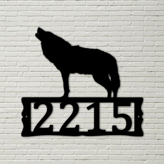 Wolf Metal Address Plaque for House, Address Number, Metal Address Sign, House Numbers, Front Porch Address - Thegiftio