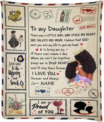 Blanket For My Daughter From Mom Blanket For Best Friend's Family Birthday Wedding Sofa Bed Love You To The Moon And Back Black Mother Daughter - Thegiftio