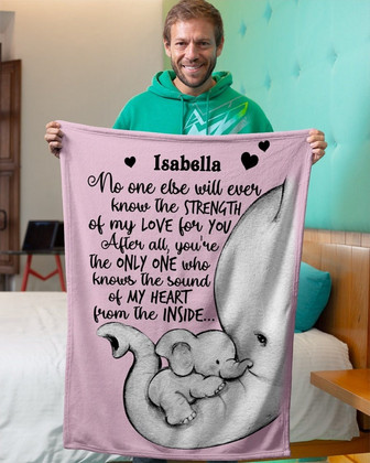 Custom name blanket,elephant blanket for little girl, gifts for daughter, Personalized Name, Christmas gifts for daughter, family gifts - Thegiftio UK