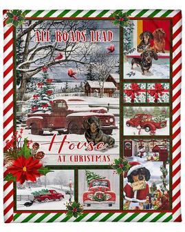 Dachshund All Roads Lead House At Christmas Blanket, Christmas blankets, Dog Mom blankets, Dachshund Mom, Dachshund Dad,blanket for daughter - Thegiftio UK