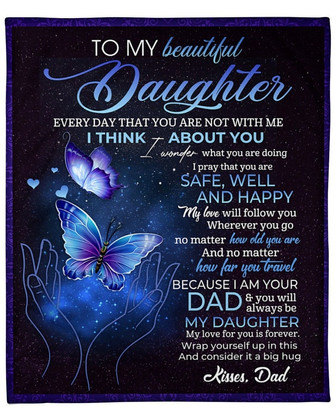 daughter blankets, butterfly blanket from Mom Dad, Fleece blanket, Daughter birthday, Custom blanket, gift from mom, birthday gift - Thegiftio UK