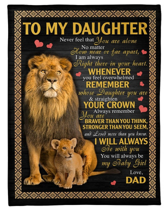 To my daughter lion blanket, gift from dad, blanket for girl, Christmas gifts, birthday gift, daddy and daughter,family blanket - Thegiftio UK
