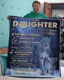 To my daughter lion Blankets, blanket gifts from mom dad, Custom Fleece Blankets,Christmas blanket Gifts, blankets for daughter - Thegiftio UK