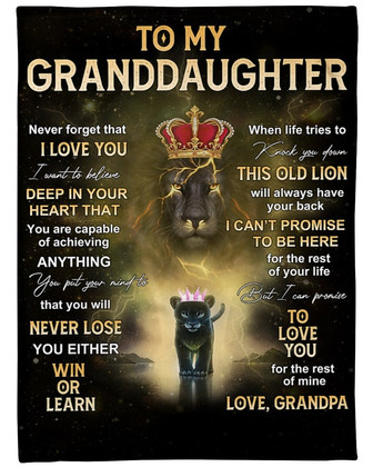 To my granddaughter lion blanket, gift from grandpa, blanket for girl, Christmas gifts, birthday gift, Grandma Nana gift,family blanket - Thegiftio UK