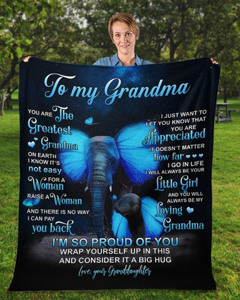 To my Grandma blanket, Elephant Granddaughter blanket, Fleece blanket, grandma blanket, Custom blanket, family blanket - Thegiftio UK