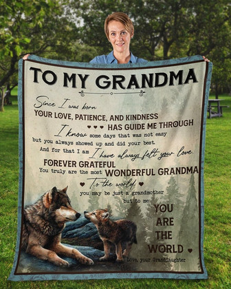To my Grandma blankets, Wolf Granddaughter blanket, Fleece blanket, grandma blanket, Custom blanket, family blanket - Thegiftio UK