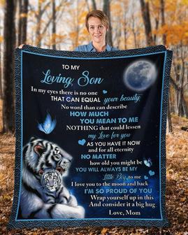 To my loving son Blanket, Tiger blanket gifts from mom dad, Custom Fleece Blankets,blankets for son, son birthday gifts - Thegiftio UK