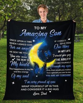 To my loving son Blanket, blanket gifts from mom dad, Custom Fleece Blankets,blankets for son, son birthday gifts - Thegiftio UK