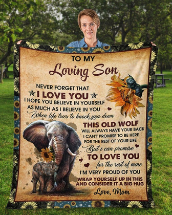 To my loving son elephant Blanket, blanket gifts from mom dad, Custom Fleece Blankets, for son, son birthday gifts - Thegiftio UK