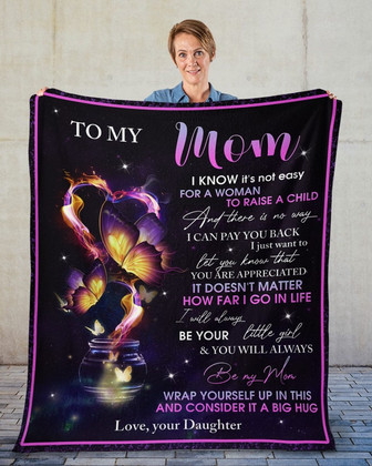 To my Mom butterfly blanket, blanket from daughter, Fleece blanket, Custom blanket, family blanket, gift from son, mom and daughter - Thegiftio UK