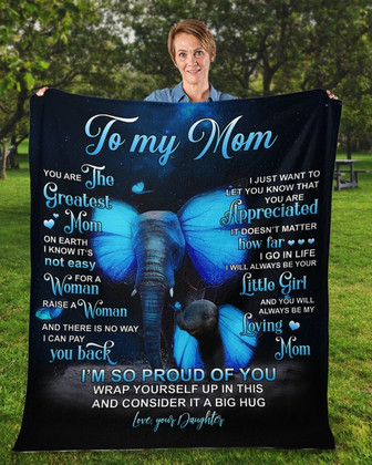 To my Mom elephant blanket,blanket from daughter, Fleece blanket, Custom blanket, family blanket, gift from son, mom and daughter - Thegiftio UK