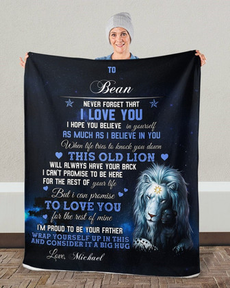 Personalized name blanket,son blankets, Lion blanket for son, gift from Dad, Son's birthday, Custom blanket, gift from mom - Thegiftio UK