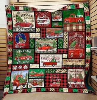 Red Car Christmas Blankets, Christmas tree blankets, Christmas gift for family, snowman Mom and daughter, gift for her, car and tree blanket - Thegiftio UK