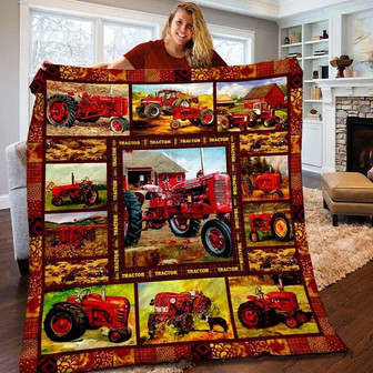 Red tractor blanket, Farmer blanket, blanket for son, tractor lovers, Christmas blanket, blanket for daddy, gift for husband, grandson gift - Thegiftio UK