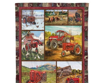 Red tractor blankets, blanket for farmer,gift for boy,grandson gift, farming truck blanket, blanket for tractor son, daddy gifts - Thegiftio UK