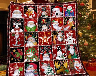 Santa and Snowman Blankets, Christmas blanket, Christmas gift for family, red blanket, daddy and daughter, snowman gifts for mom - Thegiftio
