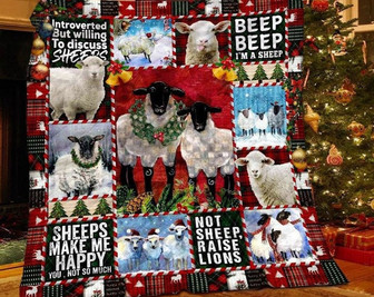 Sheep Christmas Blankets,Farmer Blankets, Christmas gift for family, Sheep makes me happy Mom and daughter, gift for her, Sheep Blankets - Thegiftio UK