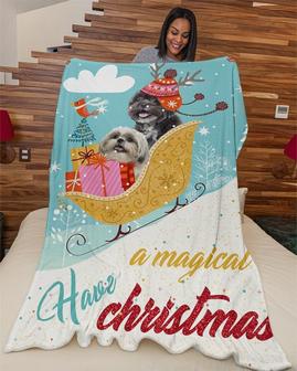 Shih Tzu A magical Xmas Blanket, Christmas gifts, Pet Mom blankets, Shih tzu Mom, Shih tzu Dad, blanket for daughter, blanket for son - Thegiftio UK