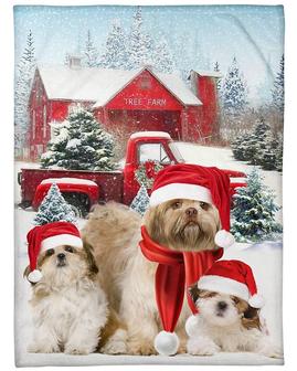 Shih Tzu Tree Farm blanket, Christmas blankets, Shih tzu Christmas gifts, Shih tzu mom blankets, Fleece blankets, Dog mom blankets - Thegiftio UK