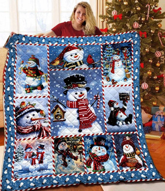 Snowman Blankets, Beautiful Christmas blanket, Christmas gift for family, daddy and daughter, snowman gifts for mom,mother and son - Thegiftio