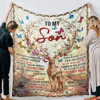 To My Son Deer Blanket,Fleece blanket,son's birthday gift, Christmas gifts, blanket for son,gift from Mom and Dad,gifts for boy - Thegiftio UK