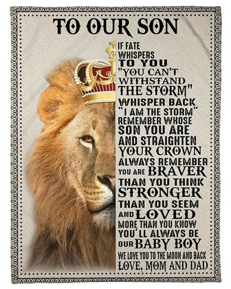 To Our Son Lion Blanket, blanket from Mom and Dad, Fleece blanket, Christmas gifts, size blanket - Thegiftio UK