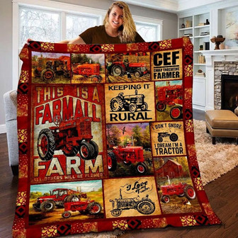 Tractor blanket, Farmer blanket, blanket for Grandpa, tractor lovers, Christmas blanket, blanket for daddy, gift for husband, red blanket - Thegiftio UK