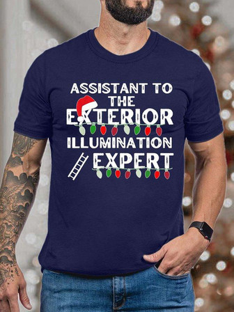 Men Assistant To The Exterior Illumination Expert Merry Christmas Light Hat Casual T-shirt - Thegiftio UK