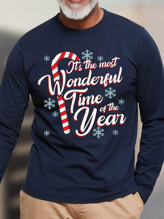 Men Long Sleeve Shirt It's The Most Wonderful Time Of The Year Casual Christmas Tops - Thegiftio UK