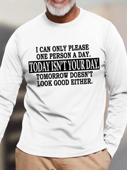 Mens I Can Only Please One Person A Day Funny Text Letters Casual Tops - Thegiftio UK