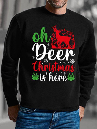 Oh Deer Christmas Is Here Men's Sweatshirt - Thegiftio UK