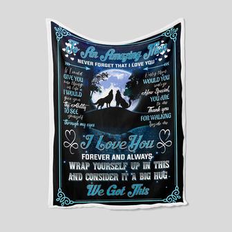 To An Amazing Man Blanket, Night Wolves Blanket, Blanket For boyfriend, Couple Blanket, Family Throw Blanket, Blankets For Gift - Thegiftio UK