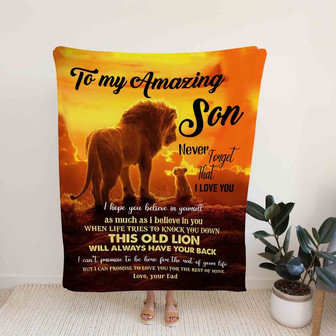 To My Amazing Son Blanket, Lion Blanket, Custom Name Blanket, Family Blanket, Gift Blanket - Thegiftio UK