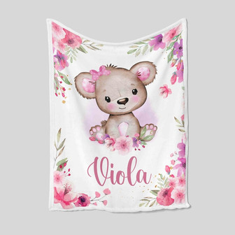Bear Blanket For Baby, Personalized Name Blanket, Custom Baby Blanket, Kid Name Blanket, Family Blanket, Gift Blanket For Kid - Thegiftio UK