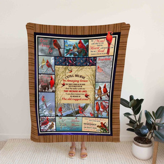 I Still Believe In Amazing Grace Blanket, Red Cardinal Blanket, Memorial Blanket, Family Blanket - Thegiftio