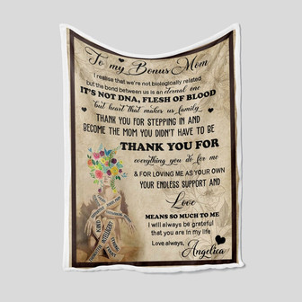 To My Bonus Mom Blanket, Personalized Name Blanket, Mother Blanket, Family Throw Blanket, Blanket For Mom, Blankets For Gift - Thegiftio UK