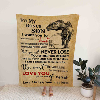 To My Bonus Son Blanket, Dinosaur Blanket, Custom Name Blanket, Gift Blanket, Family Blanket - Thegiftio UK