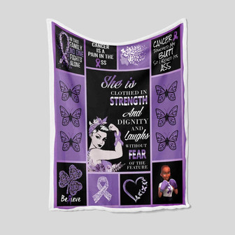 Cancer Awareness Blanket, Purple Ribbon Blanket, Cancer Fighter Blanket, Blanket For Gift - Thegiftio