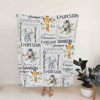 Custom Baby Blanket, Elephant Blanket, Giraffe Blanket, Zebra Blanket, Family Blanket, Blanket For Baby - Thegiftio UK