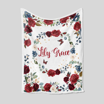Custom Baby Blanket, Personalized Name Blanket, Butterfly Blanket, Rose Blanket, Baby Blanket, Family Blanket, Gift Blanket For Kids - Thegiftio UK
