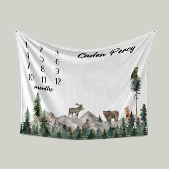 Custom Baby Blanket, Milestone Blanket, Month Blanket, Deer Blanket, Fox Blanket, Baby Blanket, Gift Blanket - Thegiftio UK