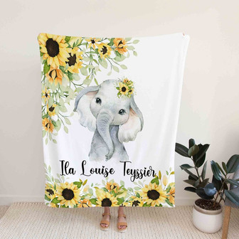 Custom Baby Blanket, Elephant Blanket, Sunflower Blanket, Family Blanket, Blanket For Baby - Thegiftio UK