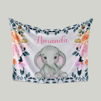 Custom Baby Blanket, Baby Blanket, Elephant Blanket, Floral Blanket, Family Blanket, Blanket For Baby - Thegiftio UK