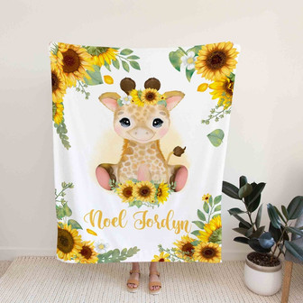 Custom Baby Blanket, Little Giraffe Blanket, Sunflower Blanket, Baby Blanket, Blanket For Baby, Gift Blanket - Thegiftio UK