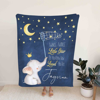 Custom Baby Blanket, Little Star Blanket, Elephant Blanket, Moon Blanket, Gift Blanket, Blanket For Baby - Thegiftio UK