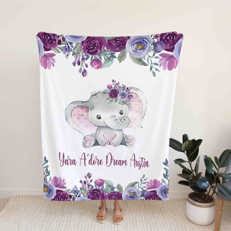 Custom Baby Blanket, Elephant Blanket, Rose Blanket, Family Blanket, Blanket For Baby, Gift Blanket - Thegiftio UK