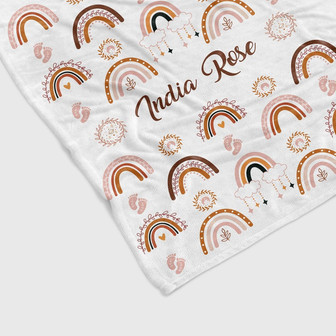 Custom Baby Blanket, Footprint Baby Blanket, Rainbow Blanket, Family Blanket, Baby Blanket, Gift Blanket - Thegiftio