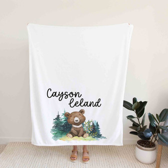 Custom Baby Blanket, Woodland Baby Blanket, Bear Blanket, Family Blanket, Blanket For Baby, Gift Blanket - Thegiftio UK