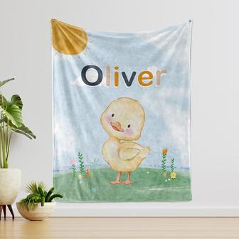 Custom Baby Duck Blanket With Name, Personalized Baby Blanket, Animal Farm Blanket, Gift For Baby, Baby Birthday Gift. - Thegiftio UK